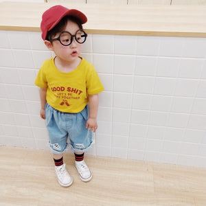 Fashion Baby Boy Denim Pants Hole Jeans Loose Causal Slim Elastic Waist Jeans Baby Boy Overall Childern Pants 1-6Y