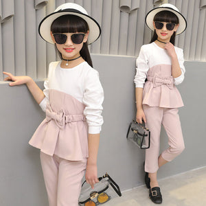 Girls Casual Cute Bowknot Clothes Outfits Kids Set for Girl Clothing Sets Winter Childern Clothing 5-15YEAR