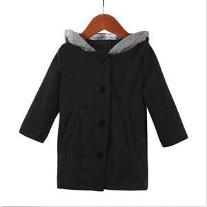 2019 Hot Warm Baby Girl Winter Coats Bunny Ear Hooded Cotton Children Cloak Outwear Long Sleeve Fashion Toddler Button Coat 1-5T