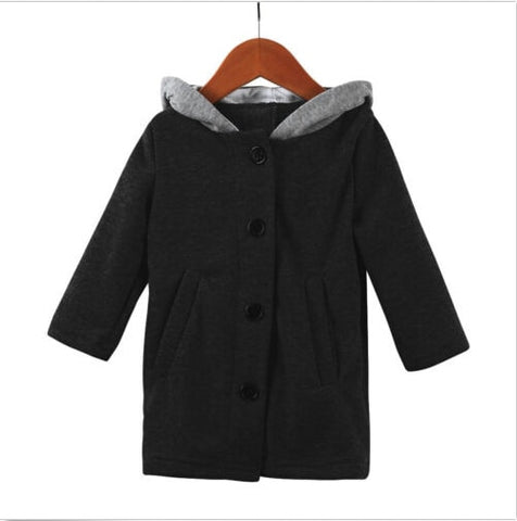 2019 Hot Warm Baby Girl Winter Coats Bunny Ear Hooded Cotton Children Cloak Outwear Long Sleeve Fashion Toddler Button Coat 1-5T