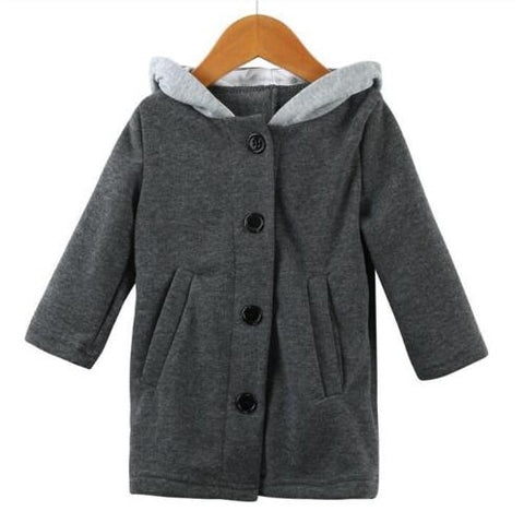 2019 Hot Warm Baby Girl Winter Coats Bunny Ear Hooded Cotton Children Cloak Outwear Long Sleeve Fashion Toddler Button Coat 1-5T