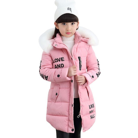 NEW Girl Winter Cotton-Padded Jacket Children's Fashion Coat Kids Outerwear Baby's warm down jacket Children Clothing 4-12 years