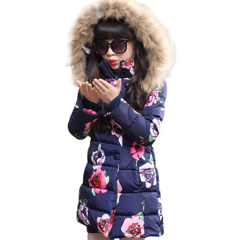 NEW Girl Winter Cotton-Padded Jacket Children's Fashion Coat Kids Outerwear Baby's warm down jacket Children Clothing 4-12 years