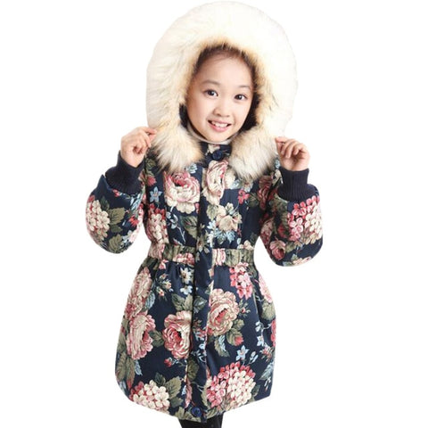 NEW Girl Winter Cotton-Padded Jacket Children's Fashion Coat Kids Outerwear Baby's warm down jacket Children Clothing 4-12 years