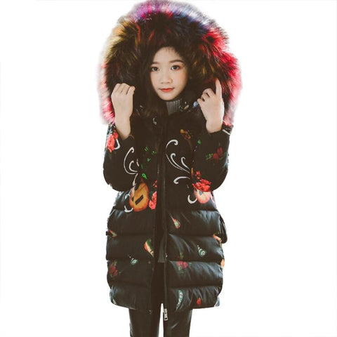 NEW Girl Winter Cotton-Padded Jacket Children's Fashion Coat Kids Outerwear Baby's warm down jacket Children Clothing 4-12 years