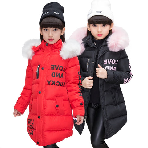 NEW Girl Winter Cotton-Padded Jacket Children's Fashion Coat Kids Outerwear Baby's warm down jacket Children Clothing 4-12 years