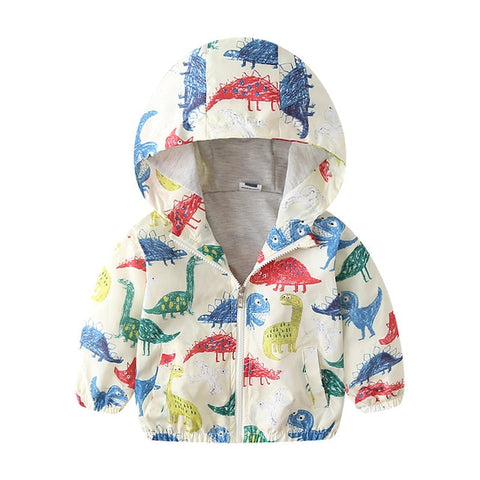 27kids2-7Y Cute Dinosaur Spring Children Autumn Kids  Hooded Top Boys Outerwear  Active Boy Windbreaker Toddler Boy Hoodie