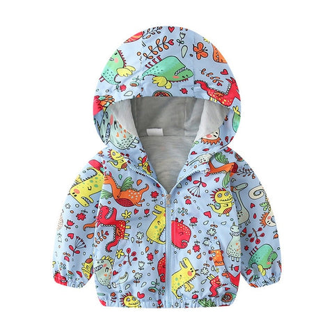 27kids2-7Y Cute Dinosaur Spring Children Autumn Kids  Hooded Top Boys Outerwear  Active Boy Windbreaker Toddler Boy Hoodie