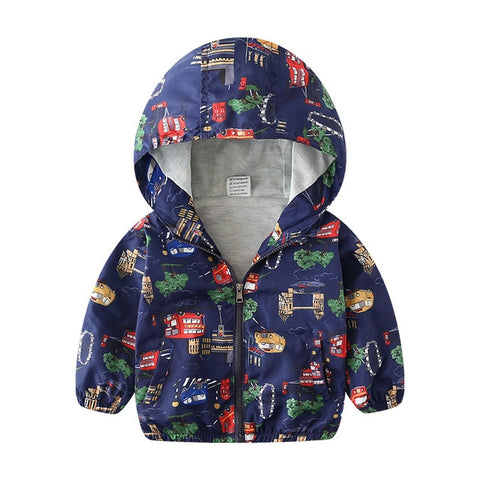 27kids2-7Y Cute Dinosaur Spring Children Autumn Kids  Hooded Top Boys Outerwear  Active Boy Windbreaker Toddler Boy Hoodie