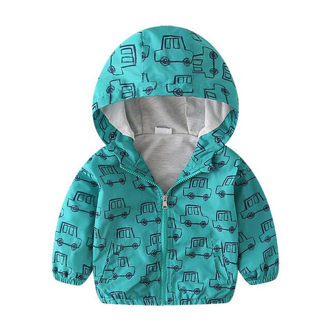 27kids2-7Y Cute Dinosaur Spring Children Autumn Kids  Hooded Top Boys Outerwear  Active Boy Windbreaker Toddler Boy Hoodie