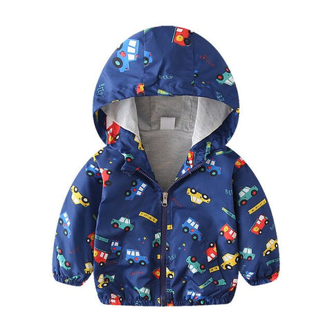 27kids2-7Y Cute Dinosaur Spring Children Autumn Kids  Hooded Top Boys Outerwear  Active Boy Windbreaker Toddler Boy Hoodie