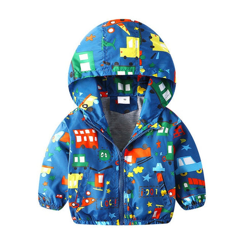 27kids2-7Y Cute Dinosaur Spring Children Autumn Kids  Hooded Top Boys Outerwear  Active Boy Windbreaker Toddler Boy Hoodie