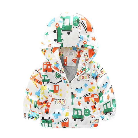 27kids2-7Y Cute Dinosaur Spring Children Autumn Kids  Hooded Top Boys Outerwear  Active Boy Windbreaker Toddler Boy Hoodie