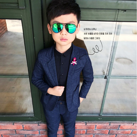 2019 Spring Cotton Fashion Kids Blazer Baby Boys Suit Jackets Coat Pants 2 Piece Boy Suits Formal  For Wedding Chlidren Clothing