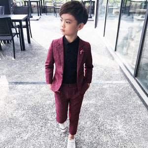 2019 Spring Cotton Fashion Kids Blazer Baby Boys Suit Jackets Coat Pants 2 Piece Boy Suits Formal  For Wedding Chlidren Clothing