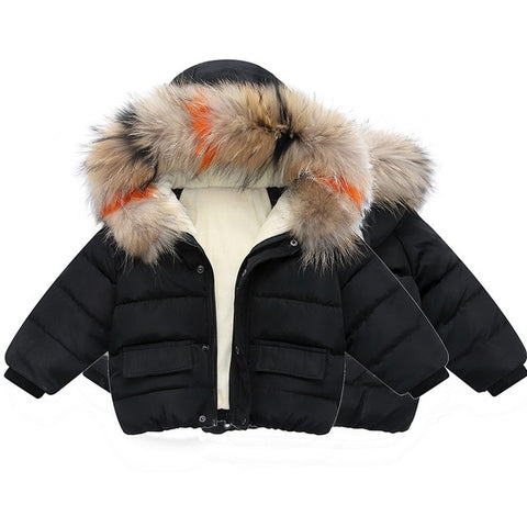 Fashion Baby Boys Jackets Fur collar Autumn Winter Kids Warm Hoodies Jacket Children Outerwear girl Coat Boys Girls Clothe