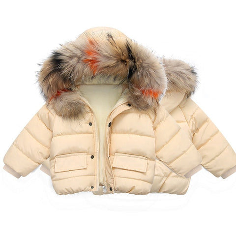 Fashion Baby Boys Jackets Fur collar Autumn Winter Kids Warm Hoodies Jacket Children Outerwear girl Coat Boys Girls Clothe