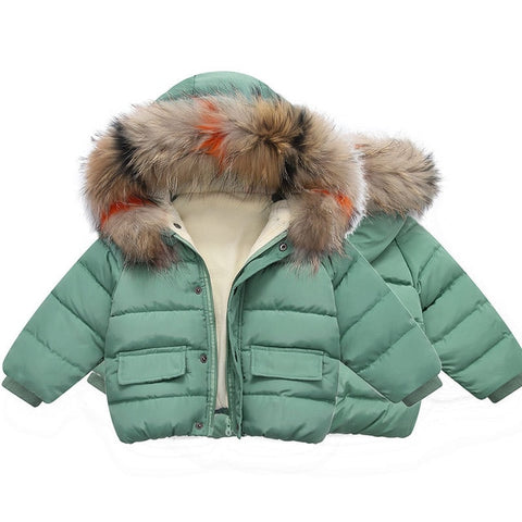 Fashion Baby Boys Jackets Fur collar Autumn Winter Kids Warm Hoodies Jacket Children Outerwear girl Coat Boys Girls Clothe