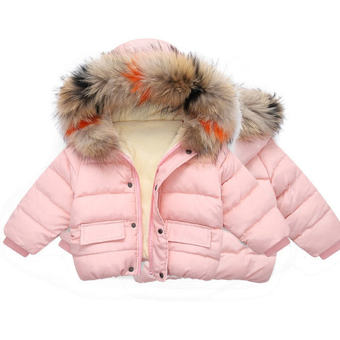 Fashion Baby Boys Jackets Fur collar Autumn Winter Kids Warm Hoodies Jacket Children Outerwear girl Coat Boys Girls Clothe