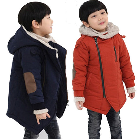 Baby autumn and winter new warm clothing children's jacket thickening plus velvet padded jacket boy hooded jacket boy warm jacke