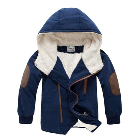 Baby autumn and winter new warm clothing children's jacket thickening plus velvet padded jacket boy hooded jacket boy warm jacke