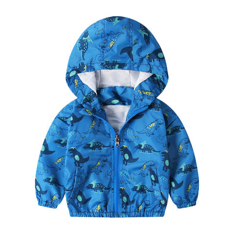 27kids2-7Y Cute Dinosaur Spring Children Autumn Kids  Hooded Top Boys Outerwear  Active Boy Windbreaker Toddler Boy Hoodie