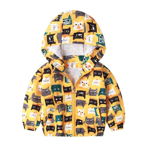 27kids2-7Y Cute Dinosaur Spring Children Autumn Kids  Hooded Top Boys Outerwear  Active Boy Windbreaker Toddler Boy Hoodie