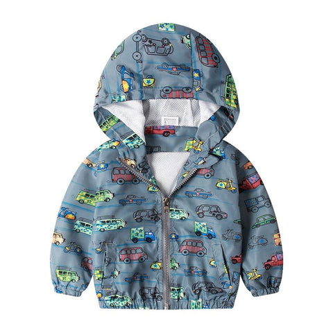 27kids2-7Y Cute Dinosaur Spring Children Autumn Kids  Hooded Top Boys Outerwear  Active Boy Windbreaker Toddler Boy Hoodie