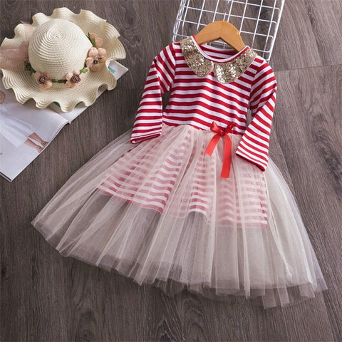 Kids Dresses For Girls Long Sleeve Deer Snowflake Print Dress New Year Costume Princess Dress Kids Christmas Clothes Vestidos