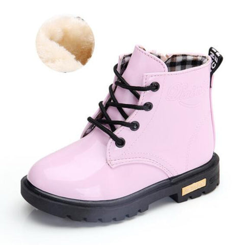 NEW 2019 Girls Leather Boots Boys Shoes Spring Autumn PU Leather Children Boots Fashion Toddler Kids Boots Warm Winter Boots