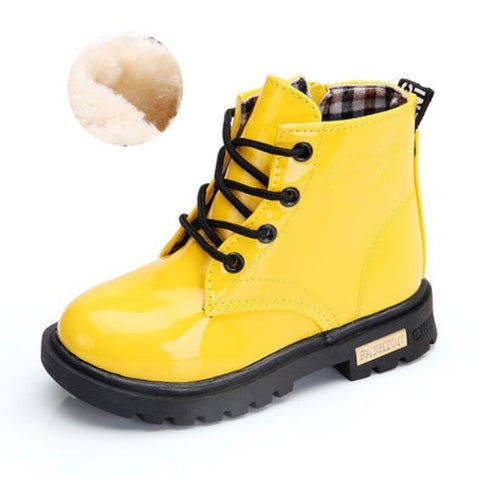 NEW 2019 Girls Leather Boots Boys Shoes Spring Autumn PU Leather Children Boots Fashion Toddler Kids Boots Warm Winter Boots