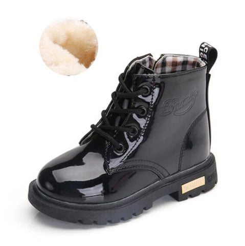 NEW 2019 Girls Leather Boots Boys Shoes Spring Autumn PU Leather Children Boots Fashion Toddler Kids Boots Warm Winter Boots