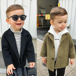 Toddler Coat Korean Fashion Woolen Jacket Baby Boy Outwear High Quality Turndown Collar Children Clothing 1 2 3 4 5 Y Boy Jacket