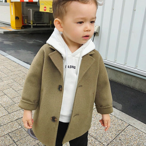 Toddler Coat Korean Fashion Woolen Jacket Baby Boy Outwear High Quality Turndown Collar Children Clothing 1 2 3 4 5 Y Boy Jacket