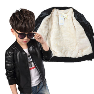 Fashion Baby Leather Boy Jacket  Fleece Jacket  Boys Coats   Manteau Garcon Kids  Jacket  2019