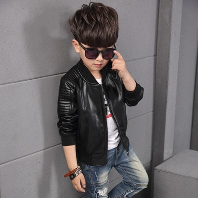 Fashion Baby Leather Boy Jacket  Fleece Jacket  Boys Coats   Manteau Garcon Kids  Jacket  2019