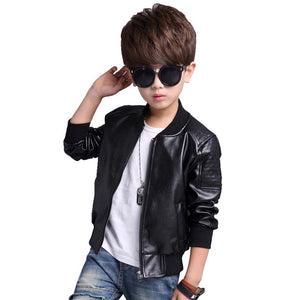 Brand Fashion Winter Child Coat Waterproof Baby Girls Boys Leather Jackets Warm Children Outerwear Kids Outfits For 90-165cm