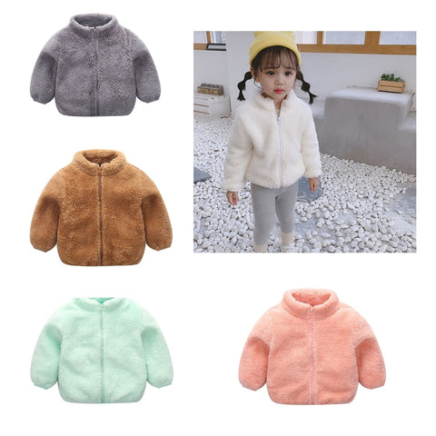 2019 Winter New Girls Plush Warm Coat Fleece Warm Pageant Party Warm Jacket Snowsuit 1-5Y Baby Zip Up Coat Outerwear Kid Clothes