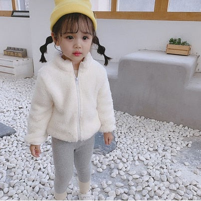 2019 Winter New Girls Plush Warm Coat Fleece Warm Pageant Party Warm Jacket Snowsuit 1-5Y Baby Zip Up Coat Outerwear Kid Clothes