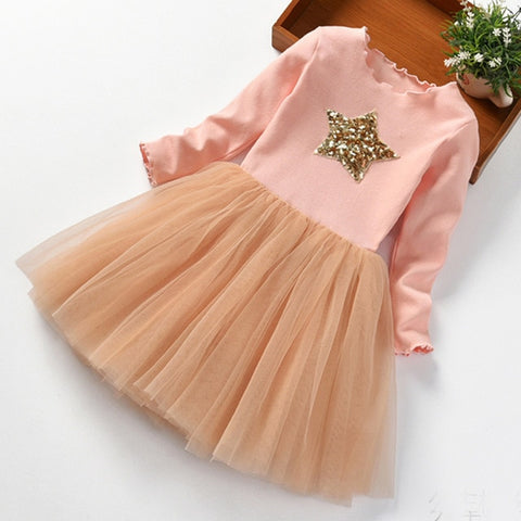 Kids Dresses For Girls Long Sleeve Deer Snowflake Print Dress New Year Costume Princess Dress Kids Christmas Clothes Vestidos