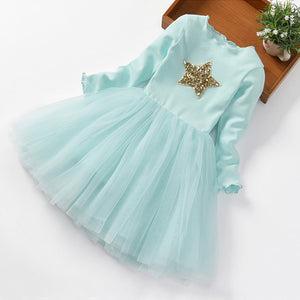 Kids Dresses For Girls Long Sleeve Deer Snowflake Print Dress New Year Costume Princess Dress Kids Christmas Clothes Vestidos