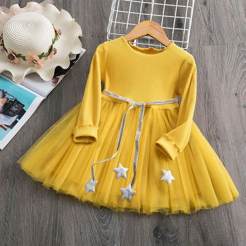 Kids Dresses For Girls Long Sleeve Deer Snowflake Print Dress New Year Costume Princess Dress Kids Christmas Clothes Vestidos