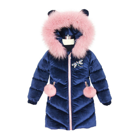 NEW Girl Winter Cotton-Padded Jacket Children's Fashion Coat Kids Outerwear Baby's warm down jacket Children Clothing 4-12 years