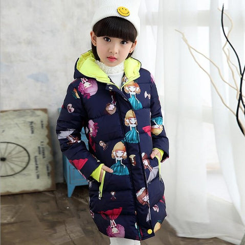 NEW Girl Winter Cotton-Padded Jacket Children's Fashion Coat Kids Outerwear Baby's warm down jacket Children Clothing 4-12 years