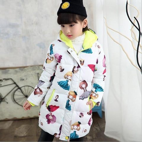 NEW Girl Winter Cotton-Padded Jacket Children's Fashion Coat Kids Outerwear Baby's warm down jacket Children Clothing 4-12 years