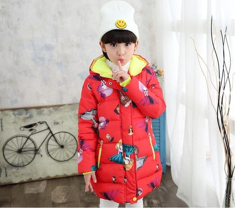 NEW Girl Winter Cotton-Padded Jacket Children's Fashion Coat Kids Outerwear Baby's warm down jacket Children Clothing 4-12 years