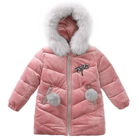 NEW Girl Winter Cotton-Padded Jacket Children's Fashion Coat Kids Outerwear Baby's warm down jacket Children Clothing 4-12 years