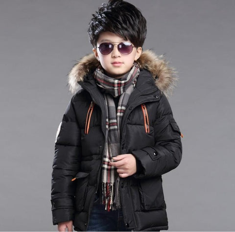 Baby autumn and winter new warm clothing children's jacket thickening plus velvet padded jacket boy hooded jacket boy warm jacke