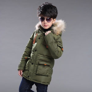 Baby autumn and winter new warm clothing children's jacket thickening plus velvet padded jacket boy hooded jacket boy warm jacke