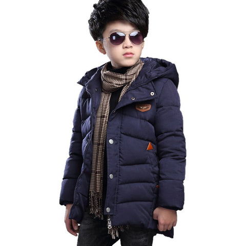 Baby autumn and winter new warm clothing children's jacket thickening plus velvet padded jacket boy hooded jacket boy warm jacke